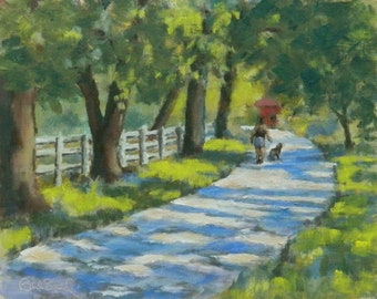 Walking the Dog - Fine Art Oil Painting