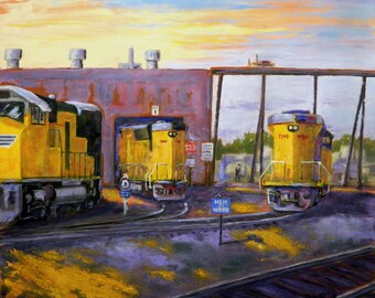 Men at Work - Railroad Oil Painting Fine Art Prints