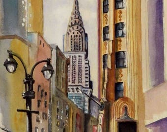 Chrysler Building, N.Y. City - print of my original watercolor painting.