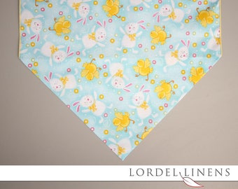 Easter Table Runner, 36" or 72" Table Runner, Yellow Chicks and White Bunnies, Easter Home Decor, Easter Table