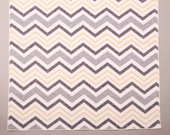 Chevron Table Runner, Summer Table Runner, Modern Table Runner, Black, White, Gray and Yellow Gold Chevron Pattern, Home Decor Fabric