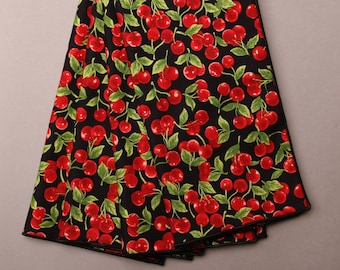 Red Cherry Table Napkins, Modern Table Napkins, Fruit Napkins, Kitchen Napkins, Set of 4 Napkins, Cloth Dinner Napkins