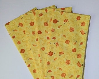 Fall Napkins, Yellow and Orange Fall Leaves,  Cloth Table Napkins, Dinner Napkins, Fall Decor, Set of 4