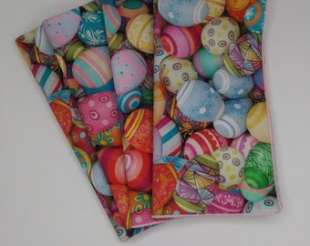 Easter Egg Napkins, Decorated Eggs, Easter Table Decor, Set of 4