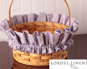 Lavender Stripe Basket Garter, Pink and Yellow Stripes, Modern Home Decor, Decorated Basket, Small, Medium or Large