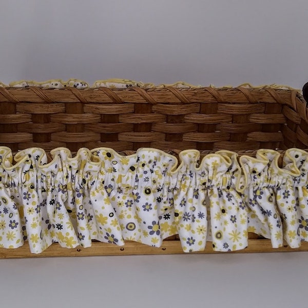 Yellow and Gray Floral Basket Garter, Yellow and Gray Spring Decor, Small, Medium or Large