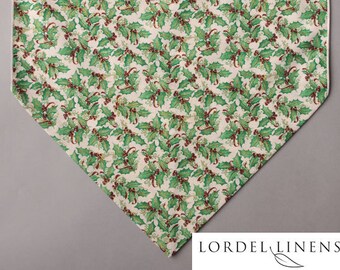 Holly Sprigs and Berries, 36" or 72" Table Runner, Christmas Table Runner, Seasonal Decor, Holiday Table Decor
