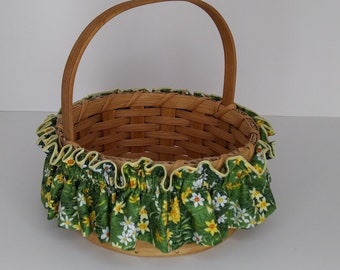 Spring Basket Garter, Yellow Daffodils on Green,  Small and Medium Basket Garter