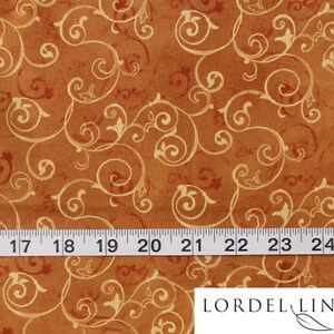 Gold Scroll Design Table Runner on Caramel Colored Background, Large 72 Table Runner, Fall Color Table Runner, Table Decor image 3