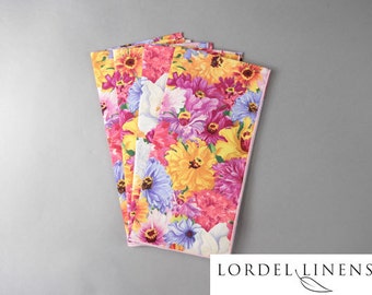 Spring Napkins, Bright Floral Spring Blooms, Set of 4 Cloth Dinner Napkins, Spring Home Decor, Table Accents