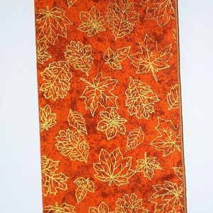 Fall Napkins, Gold Leaves on Burnt Orange Background, Cloth Table Napkins, Dinner Napkins, Set of 4 image 4