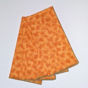 Orange Floral Napkins, Tiny Orange and White Flowers on Orange Tonal Background, Orange Home Decor, Set of 4 image 3