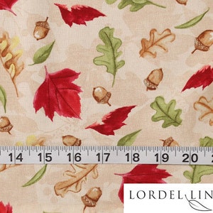 Fall Leaves Table Runner, 36 or 72 Table Runner, Leaves and Acorns, Red, Green and Tan, Modern Table Runner, Home Decor image 3