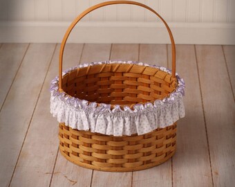 XL White and Lavender Basket Garter, Basket Accessories, Basket Decor, Home Decor