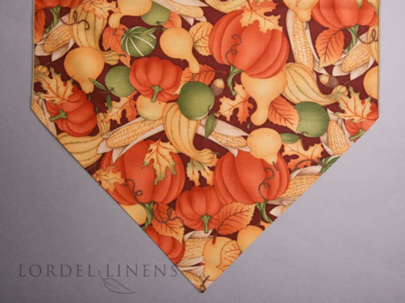 Pumpkins Corn Squash Gourd Fall Large Table Runner image 1