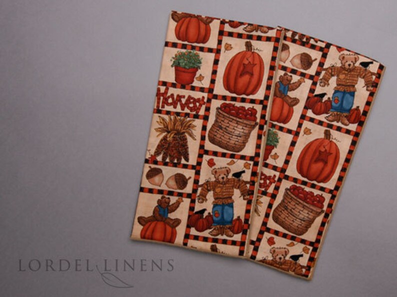 Country Fall Napkins wtih Pumpkins Cider and Bears image 5