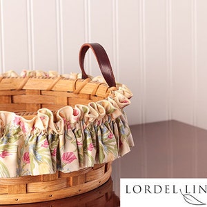 Floral Basket Garter, Pink, Yellow and Blue Flowers and Green Leaves on a Light Background, Basket Decor image 5