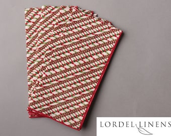 Christmas Napkins, Diagonal Candy Stripe, Christmas Decor, Table Linens