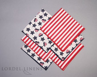 Cocktail Napkins, Patriotic, Tea or Party Napkins, Set of 6