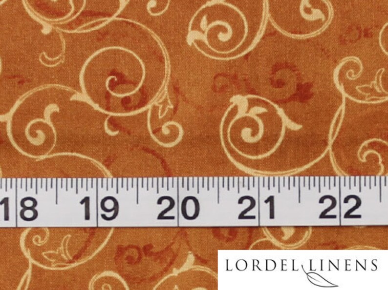 Gold Scroll Design Table Runner on Caramel Colored Background, Large 72 Table Runner, Fall Color Table Runner, Table Decor image 4