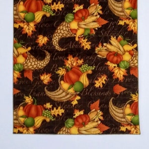 Thanksgiving Table Runner, Cornucopias Table Runner with Pumpkins, Gourds, Squash and Corn image 4