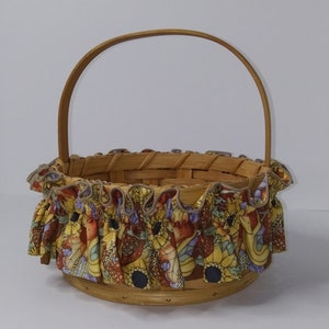 Fall Basket Garter, Fall Medley of Sunflowers, Pears, Grapes and Checkered Pumpkins, Shades of Yellow and Orange image 1