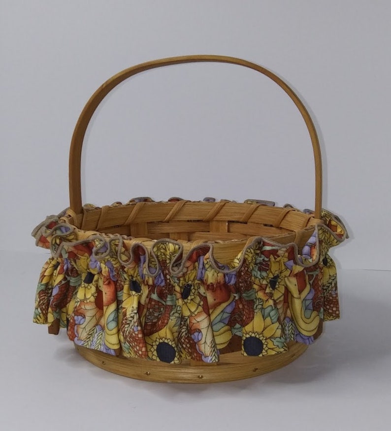 Fall Basket Garter, Fall Medley of Sunflowers, Pears, Grapes and Checkered Pumpkins, Shades of Yellow and Orange image 1