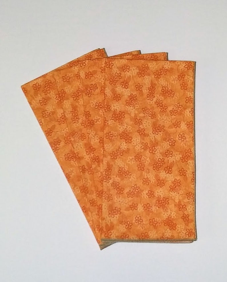 Orange Floral Napkins, Tiny Orange and White Flowers on Orange Tonal Background, Orange Home Decor, Set of 4 image 5