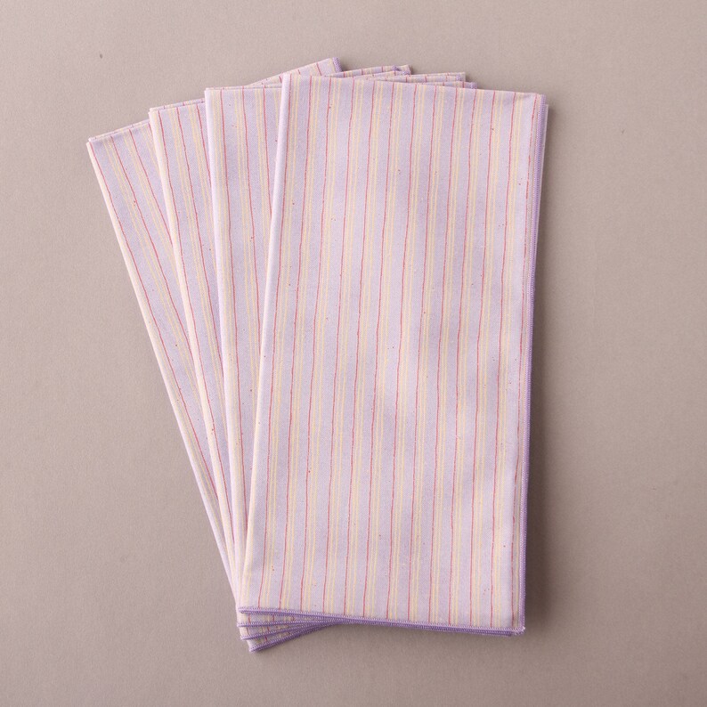 Lavender Striped Napkins Set of 4 Cloth Napkins Everyday | Etsy