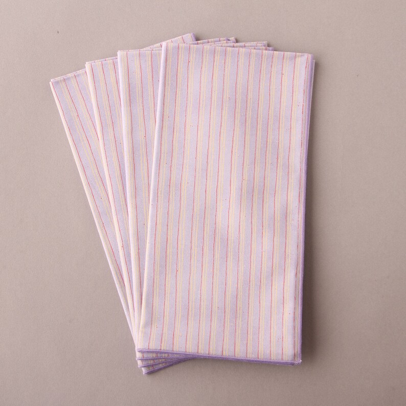 Lavender Striped Napkins Set of 4 Cloth Napkins Everyday Etsy
