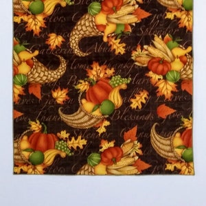 Thanksgiving Table Runner, Cornucopias Table Runner with Pumpkins, Gourds, Squash and Corn image 2