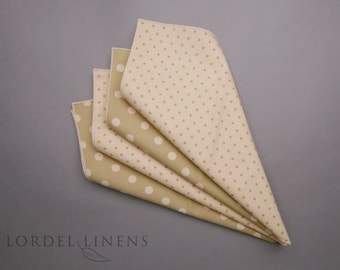 Beige and Cream Polka Dot Napkins, Set of 4, Modern Home Decor, Table Accents