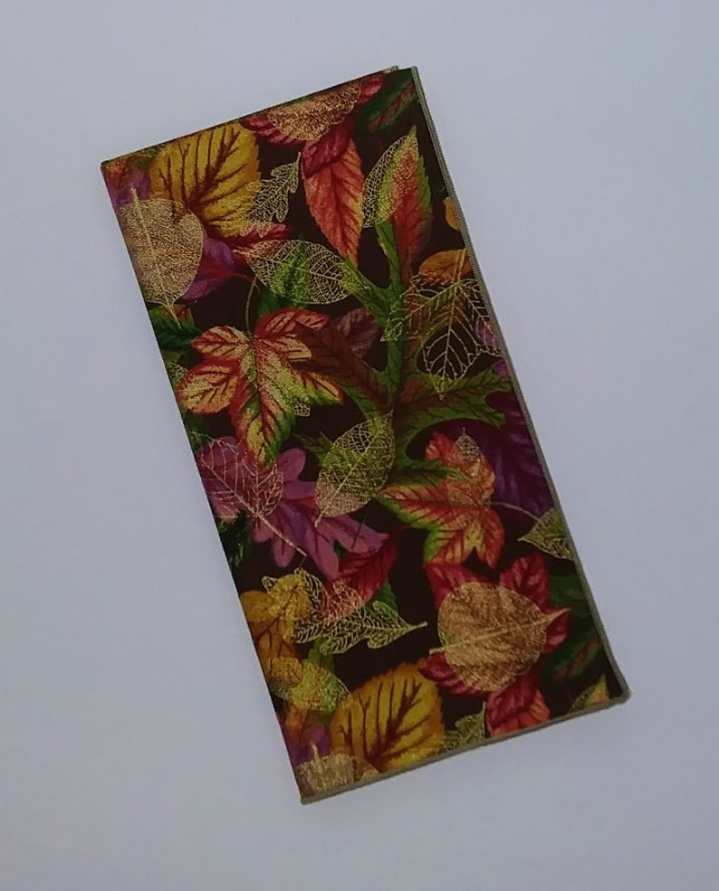 Fall Leaves Napkins, Bright Fall Leaves with Gold Accents, Modern Table Napkins, Set of 4 Napkins, Cloth Dinner Napkins image 3