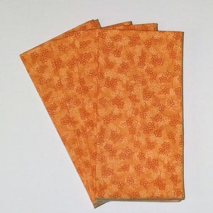 Orange Floral Napkins, Tiny Orange and White Flowers on Orange Tonal Background, Orange Home Decor, Set of 4 image 6