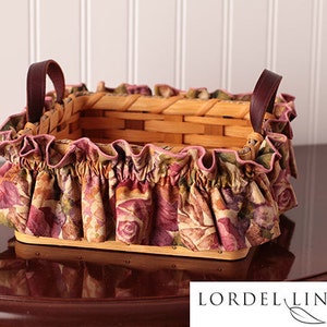 Does not include Basket.  Rose Basket Garter, Medium Floral Basket Garter in Rose Mauve Shades on a Tan Background
