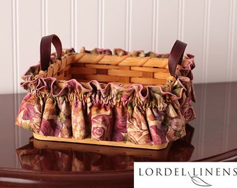 Does not include Basket.  Rose Basket Garter, Medium Floral Basket Garter in Rose Mauve Shades on a Tan Background