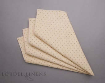 Beige and Cream Mini Dot Napkins, Set of 4, Modern Home Decor Table Accents, Hostess Gift