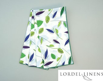 Modern Contemporary Leaf Napkins, Blue, Green and Purple, Set of 4 Napkins, Dinner Napkins, Cloth Napkins, Home Decor, Table Accents