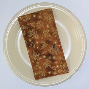 Fall Napkins, Gold Leaves on Maple Brown Background, Cloth Table Napkins, Dinner Napkins, Set of 4 image 5