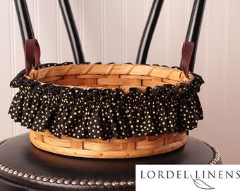 Does not include Basket.  Black Basket Garter with Yellow Polka Dots, Black and Yellow Polka Dot Basket Garter, Basket Accents