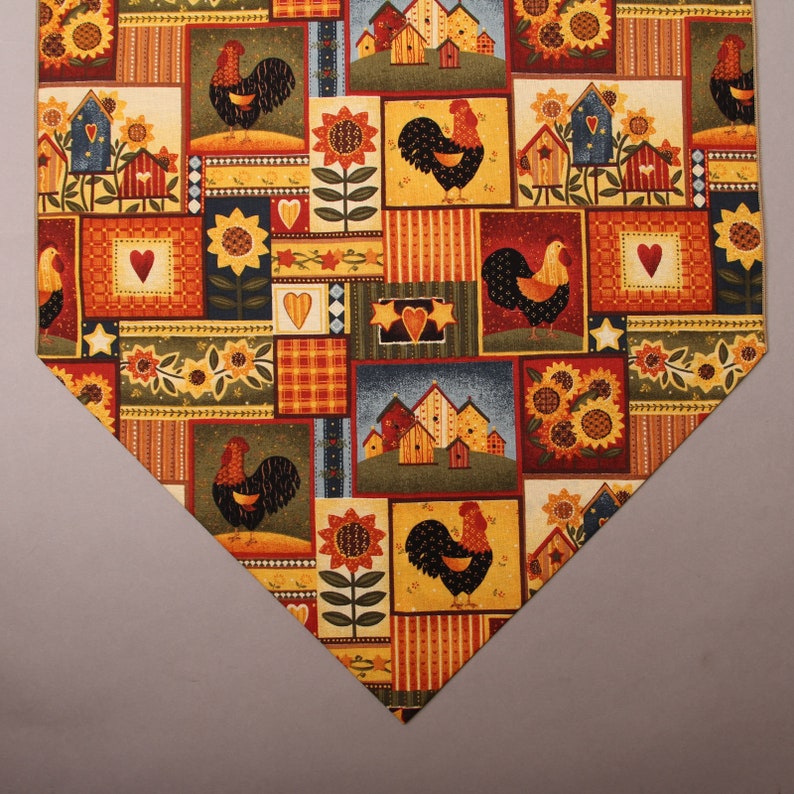 Country Table Runner, Roosters, Sunflowers, Birdhouses, Country Table Accents image 1