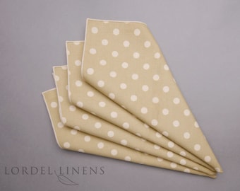 Cream and Beige Polka Dot Napkins, Set of 4, Modern Home Decor, Table Accents