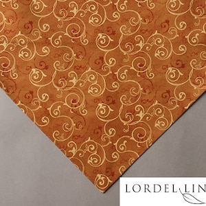 Gold Scroll Design Table Runner on Caramel Colored Background, Large 72 Table Runner, Fall Color Table Runner, Table Decor image 1