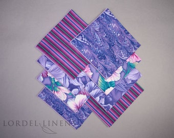 Cocktail Napkins, Lavender and Purple Tropical, Tea or Party Napkins, Set of 8