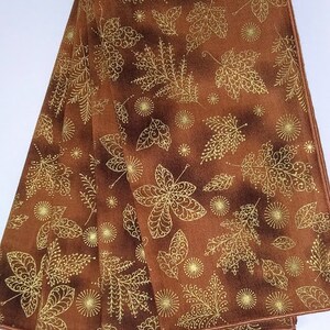 Fall Napkins, Gold Leaves on Maple Brown Background, Cloth Table Napkins, Dinner Napkins, Set of 4 image 4
