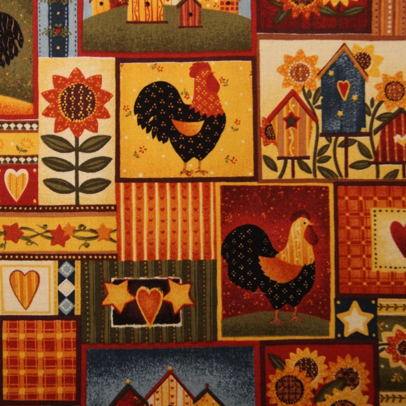 Country Table Runner, Roosters, Sunflowers, Birdhouses, Country Table Accents image 3