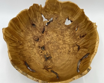 Maple Burl Wood Turned Natural Live Edge Bowl, Artist Signed V Leibrant #0152 Lg