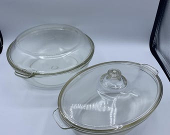 Vintage seltene Pyrex Oval 037-634.B Deckel E-J634-C Kasserolle 026-686 Deckel A-Q686C See