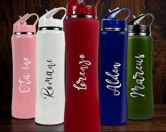 Botella de agua Owala FreeSip personalizada grabada de 600 ml, vaso térmico de acero inoxidable personalizado, regalo para profesores, regalo para damas de honor