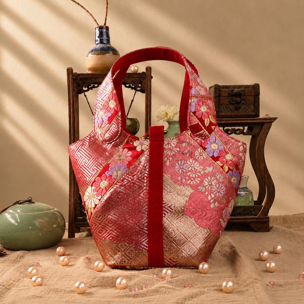 Sakura桜モチーフ薄いピンク♡カゴバッグ♡ショルダー可♡新品♡ハンドメイド Sakura Bucket Bag - Etsy